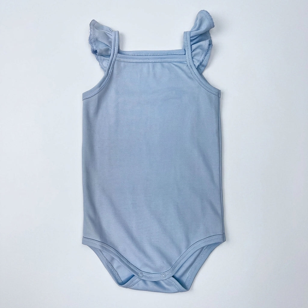 Pima Cotton Ruffle Strap Baby Onesie