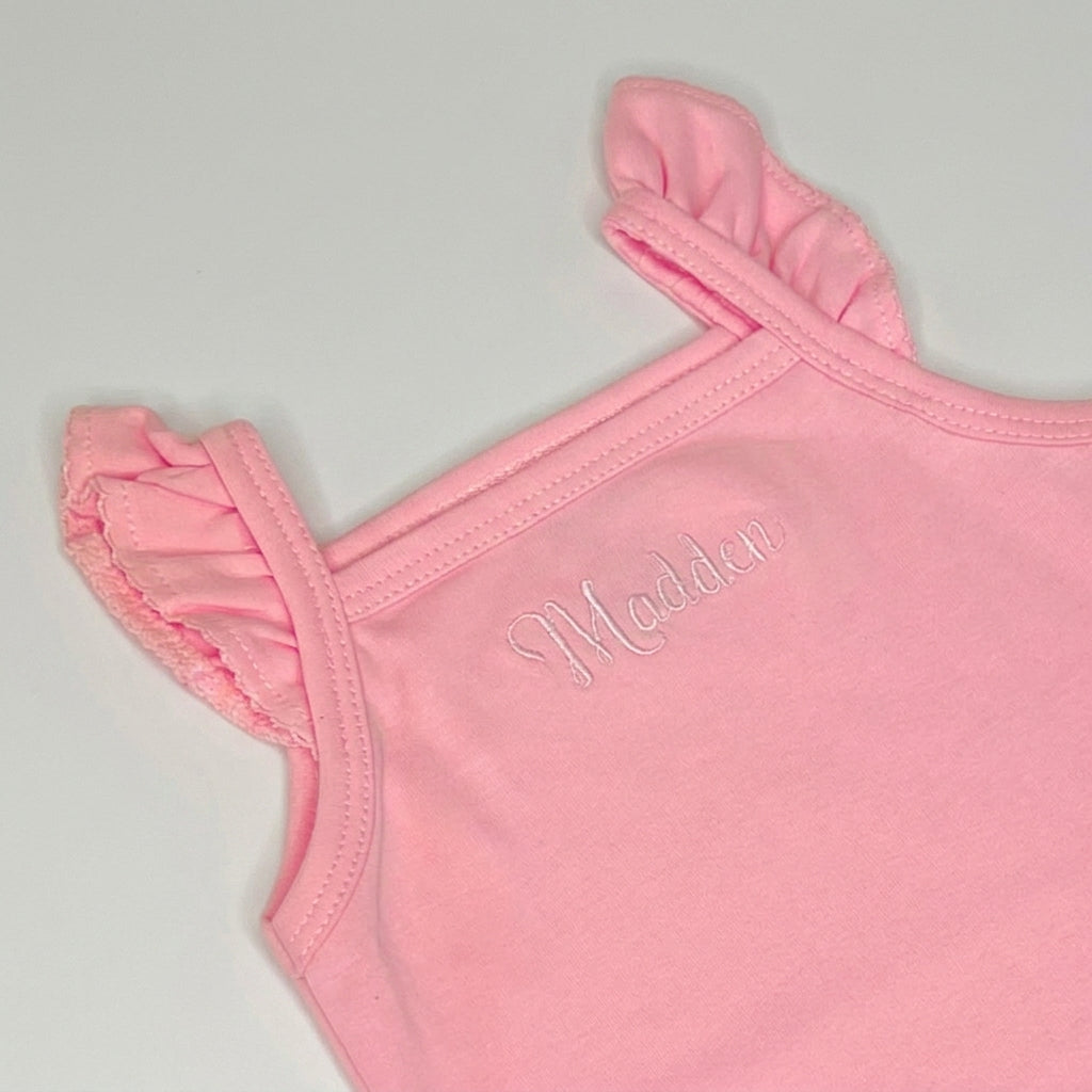 Pima Cotton Ruffle Strap Baby Onesie