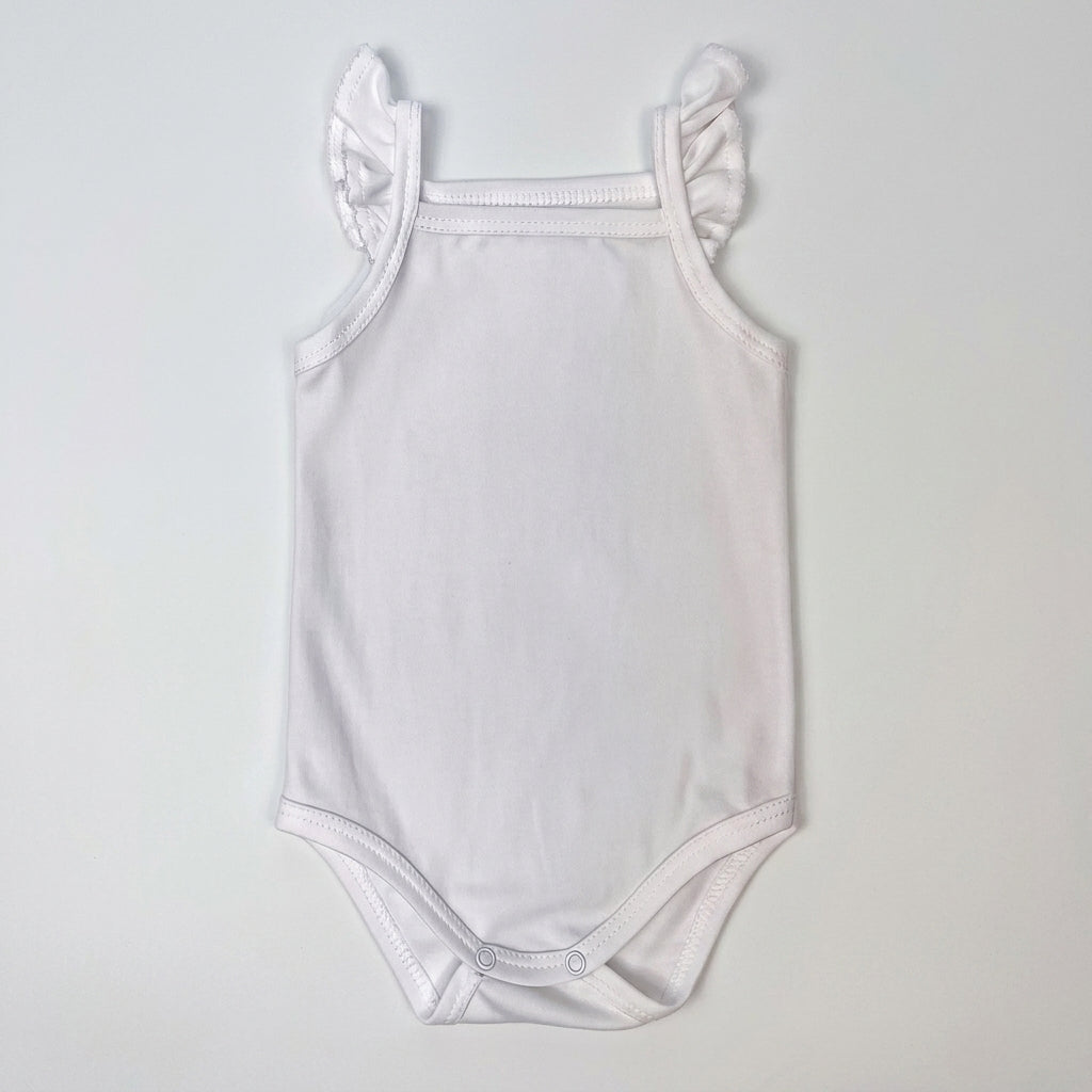 Pima Cotton Ruffle Strap Baby Onesie
