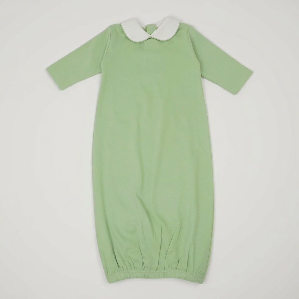 Solid Pima Cotton Baby Gown with White Peter Pan Collar