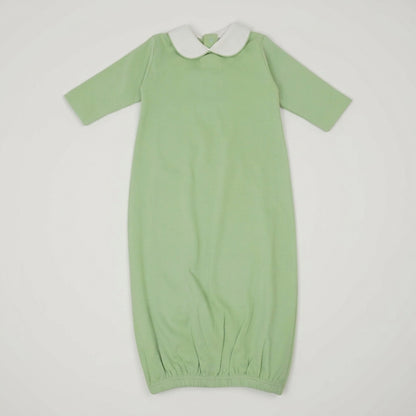 Solid Pima Cotton Baby Gown with White Peter Pan Collar