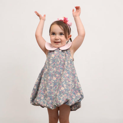 Sleeveless Peter Pan Collar Bubble Dress Gray Garden