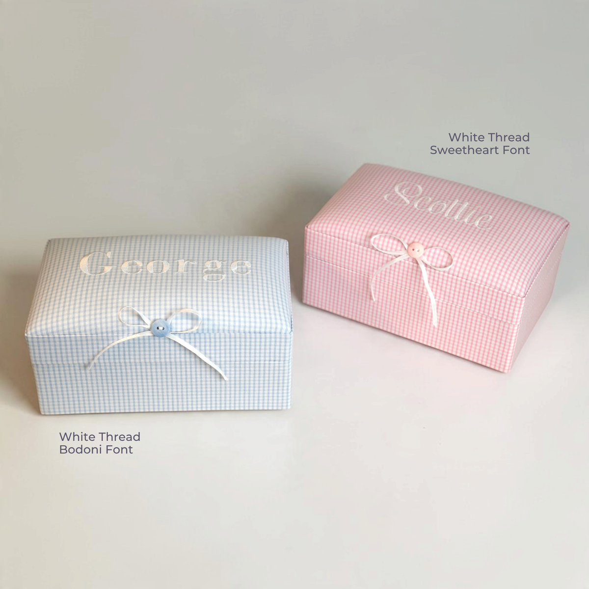Seersucker Check Cotton – Small Baby Keepsake Box