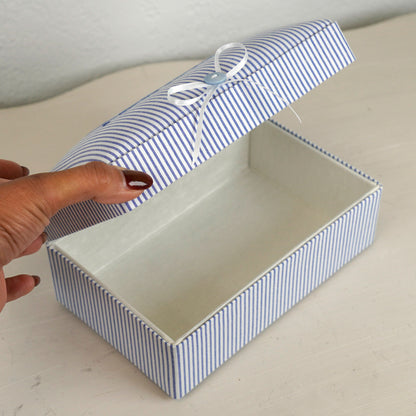Seersucker Striped Cotton – Small Baby Keepsake Box