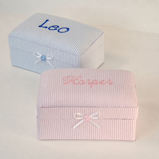 Seersucker Striped Cotton – Small Baby Keepsake Box