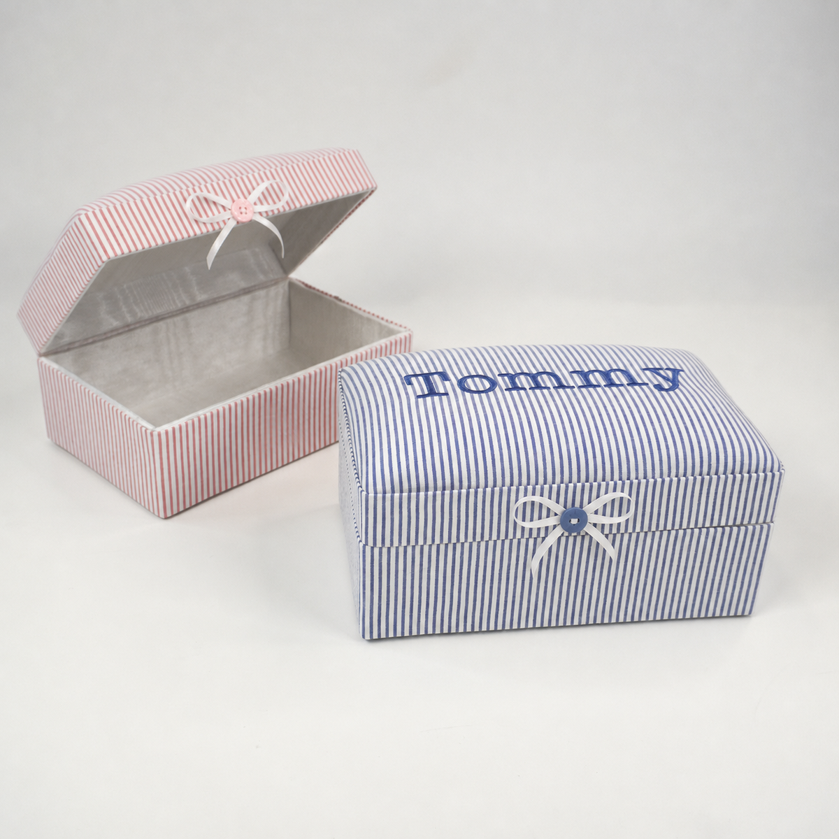 Seersucker Striped Cotton – Small Baby Keepsake Box