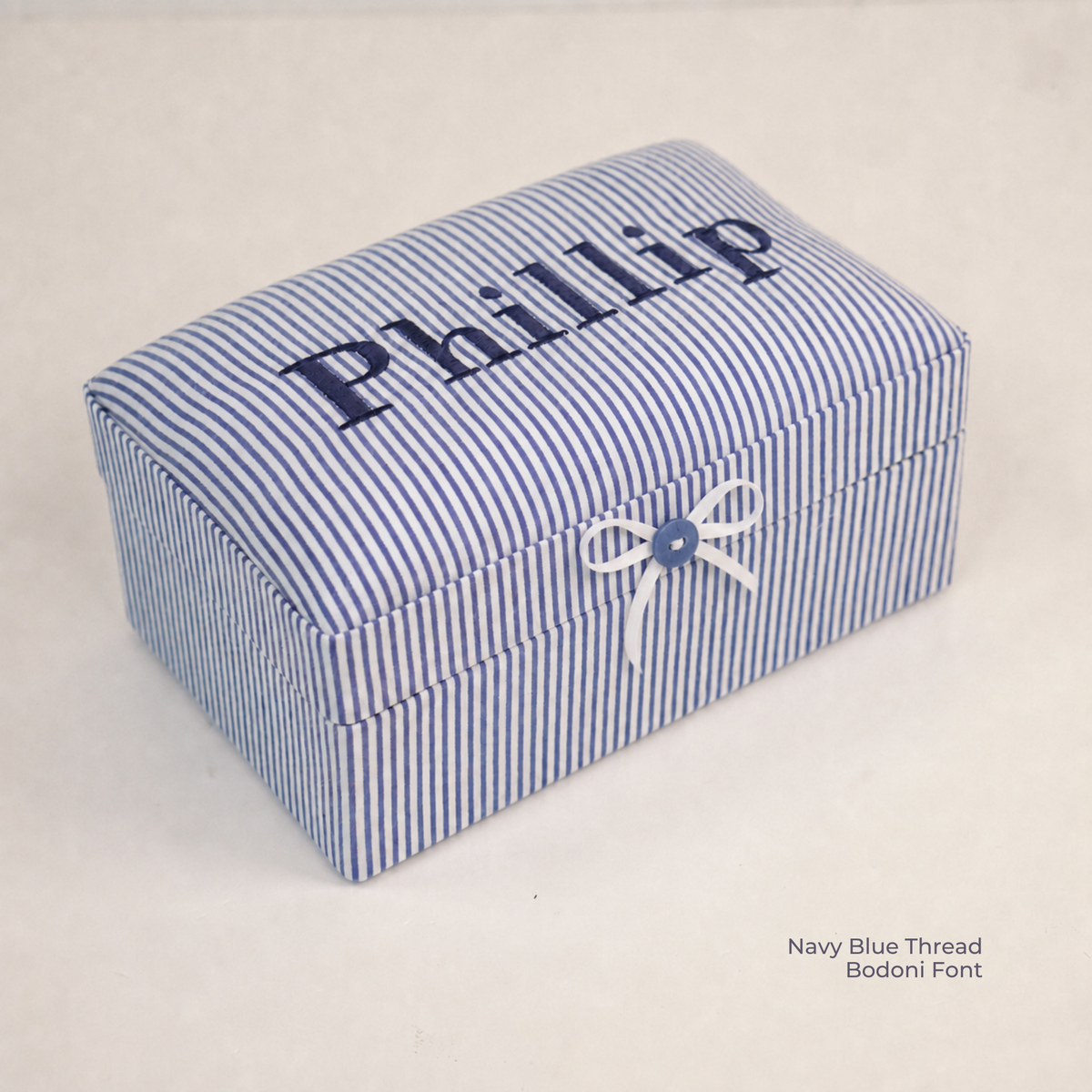 Seersucker Striped Cotton – Small Baby Keepsake Box