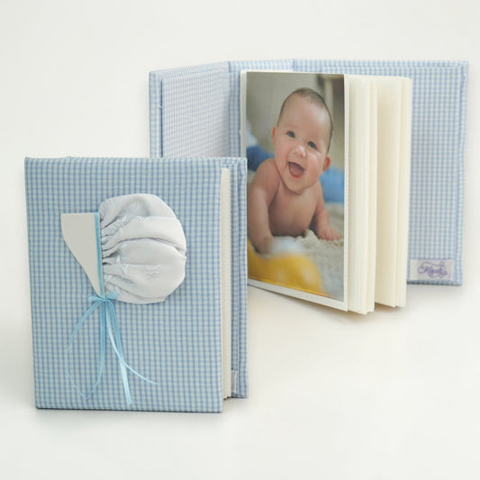 Swiss Batiste Bonnet on Seersucker Check – Small Hardbound Photo Album