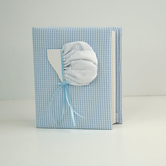 Swiss Batiste Bonnet on Seersucker Check – Small Hardbound Photo Album