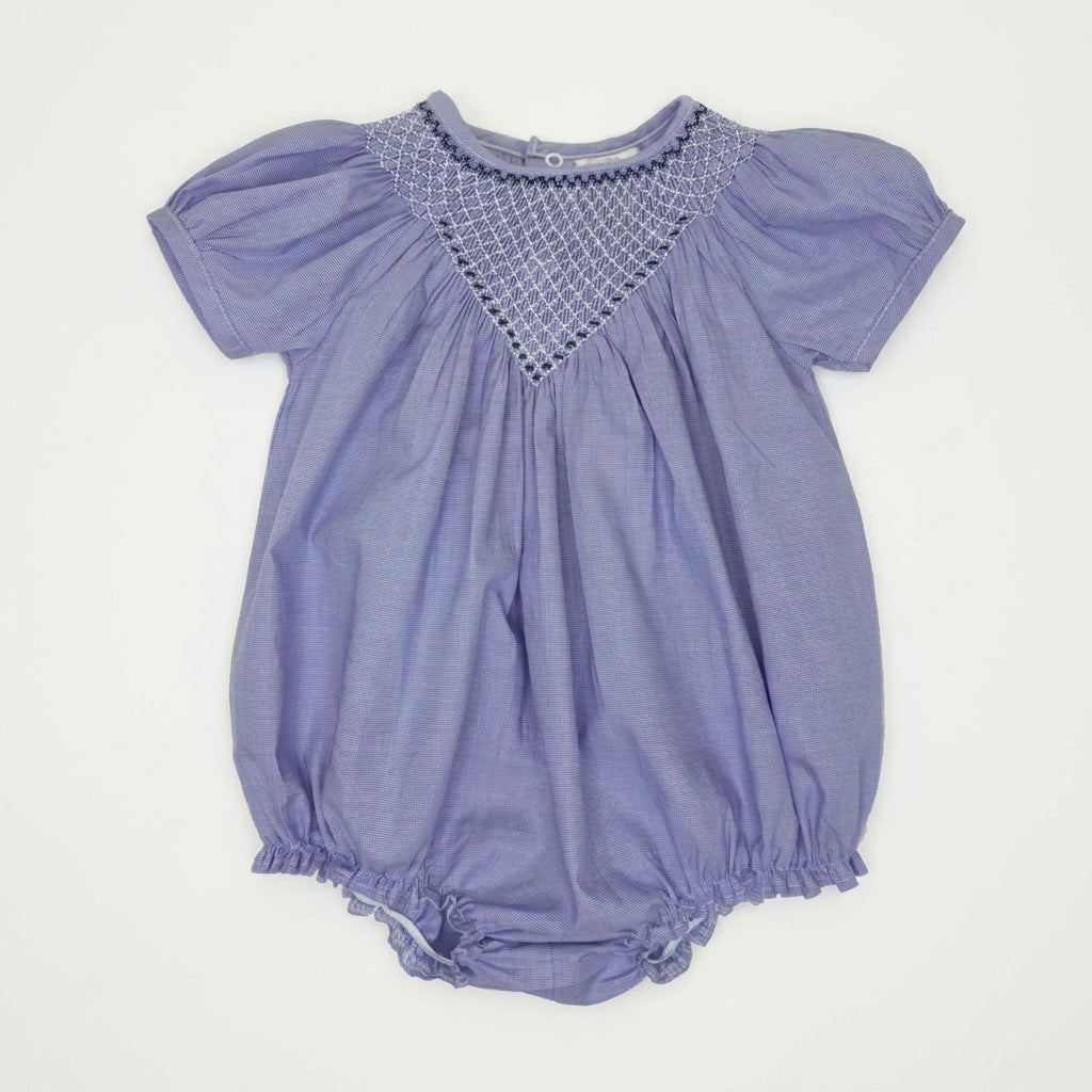 Smocked Bubble Romper - Blue