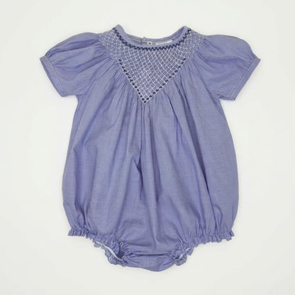 Smocked Bubble Romper - Blue