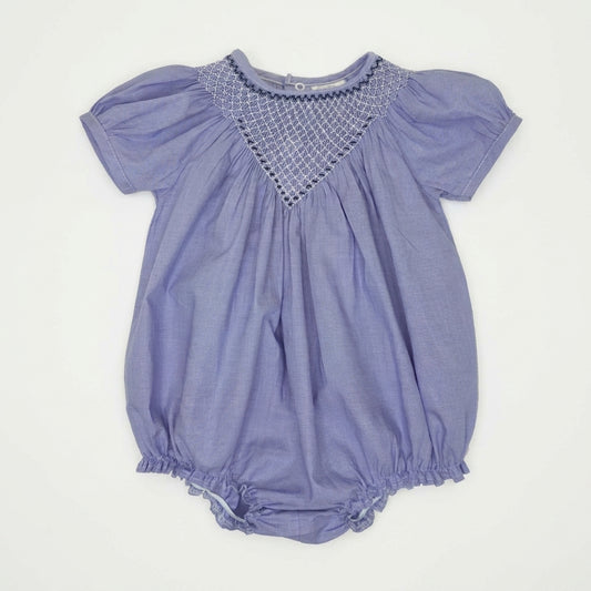 Smocked Bubble Romper - Blue