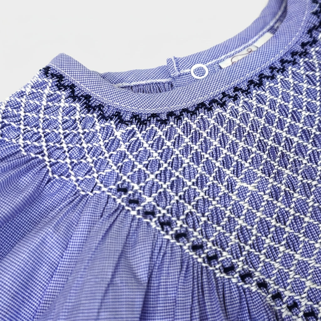 Smocked Bubble Romper - Blue