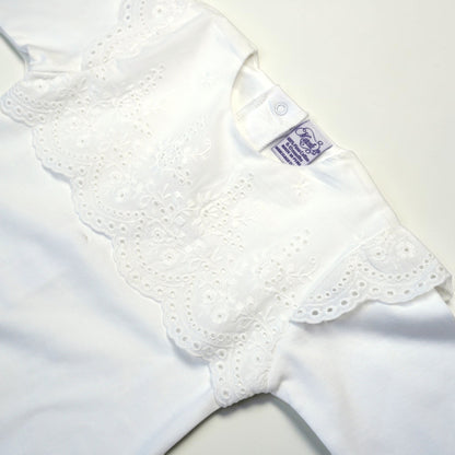 Pima Cotton Footed Outfit with White Batiste Lace Collar