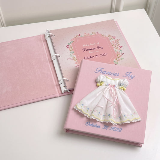 Swiss Batiste Dress with Flowers on Piqué Cotton – Baby Memory Book