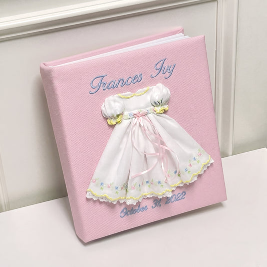 Swiss Batiste Dress with Flowers on Piqué Cotton – Baby Memory Book