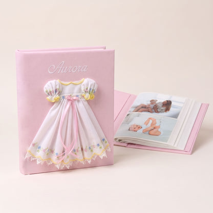 Swiss Batiste Dress with Flowers on Pink Piqué Cotton – Medium Hardbound Photo Album