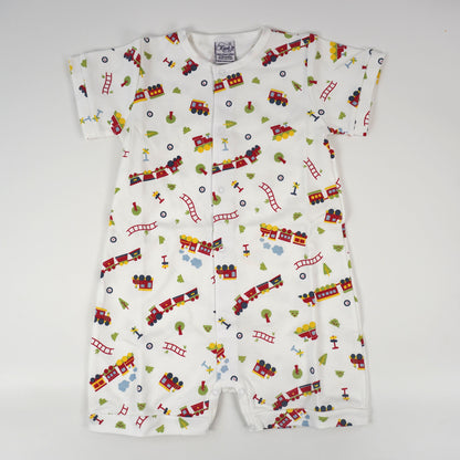 Trains Pima Cotton Baby Romper