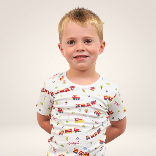 Trains Pima Cotton Short Sleeve & Shorts