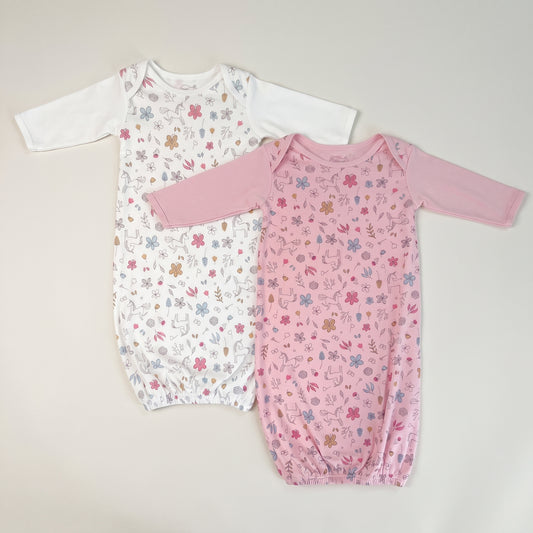 Unicorns Print Pima Cotton Baby Gown
