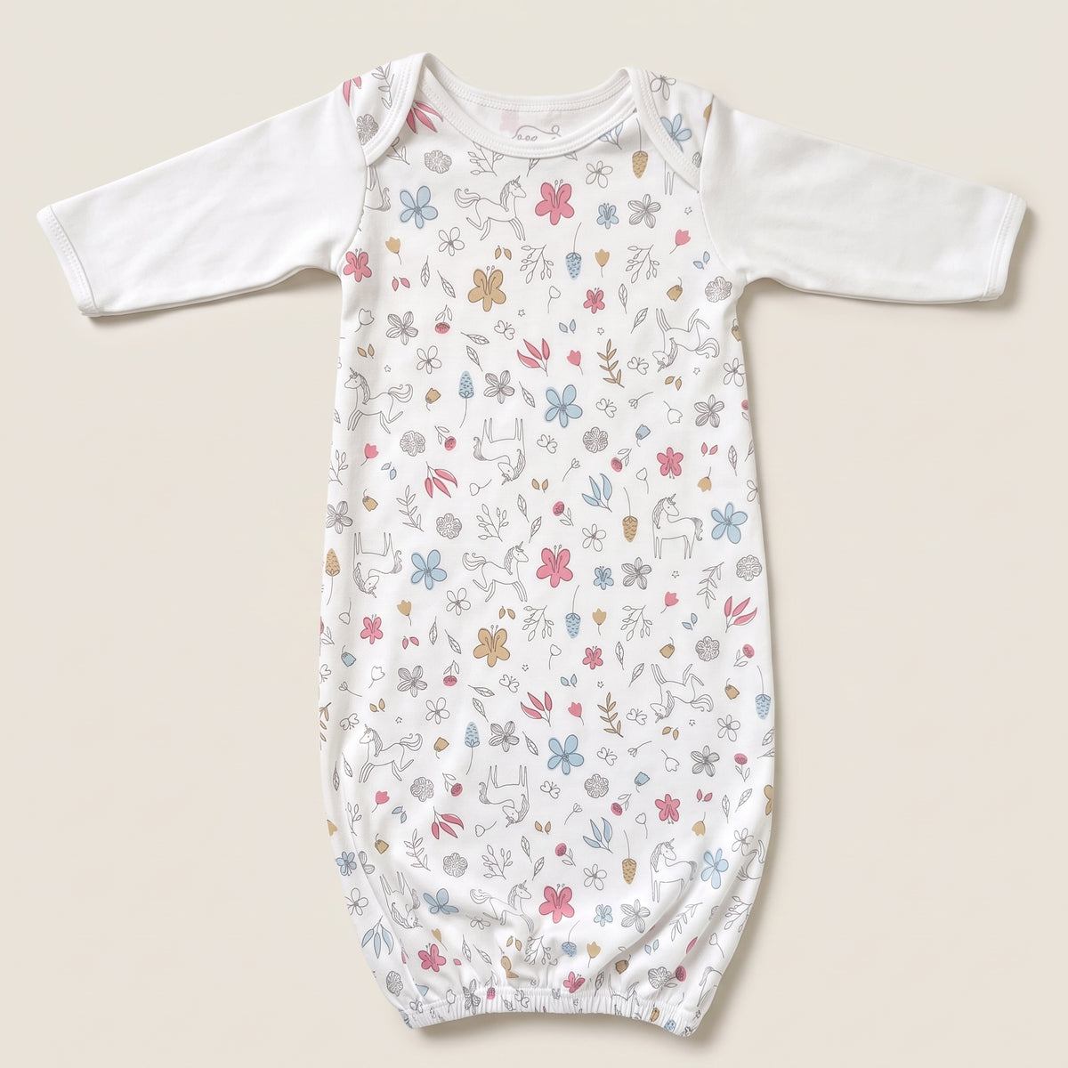 Unicorns Print Pima Cotton Baby Gown
