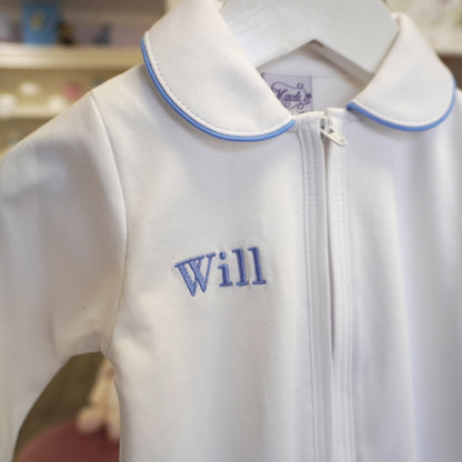 White Pima Cotton Peter Pan Collar Footie