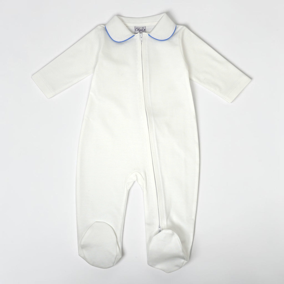 White Pima Cotton Peter Pan Collar Footie