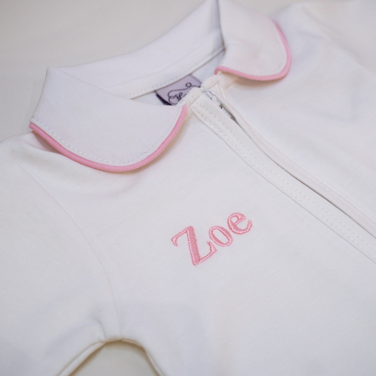 White Pima Cotton Peter Pan Collar Footie