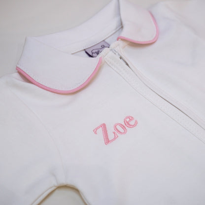 White Pima Cotton Peter Pan Collar Footie