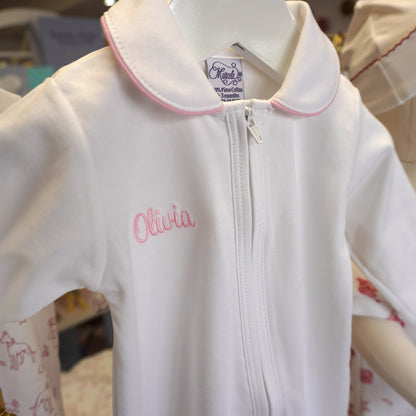 White Pima Cotton Peter Pan Collar Footie