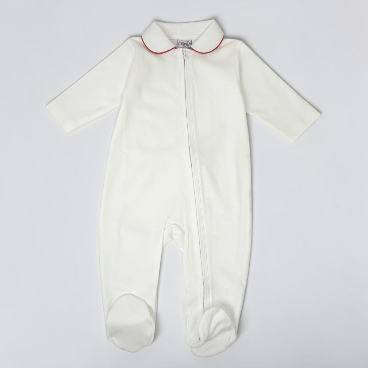 White Pima Cotton Peter Pan Collar Footie