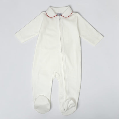 White Pima Cotton Peter Pan Collar Footie