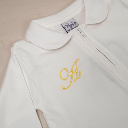 White Pima Cotton Peter Pan Collar Footie