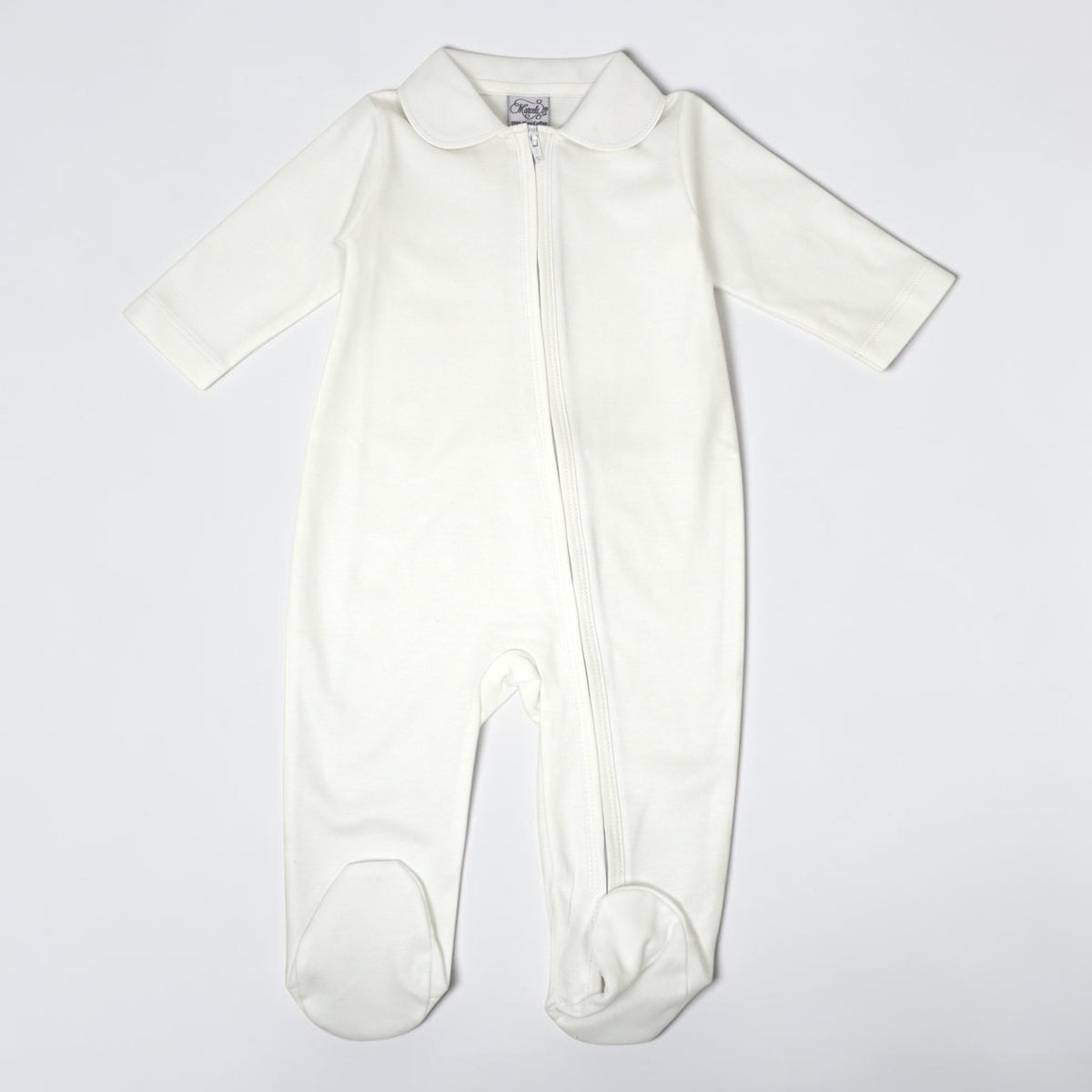 White Pima Cotton Peter Pan Collar Footie
