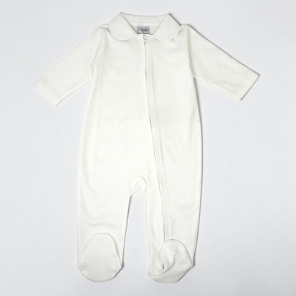 White Pima Cotton Peter Pan Collar Footie