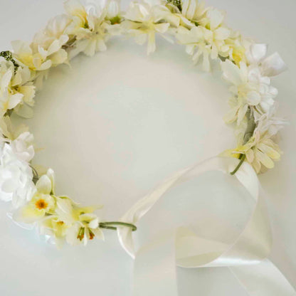 White Springtime Flowers Head Crown - Adjustable