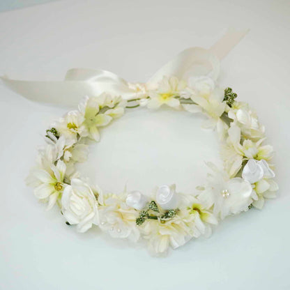 White Springtime Flowers Head Crown - Adjustable