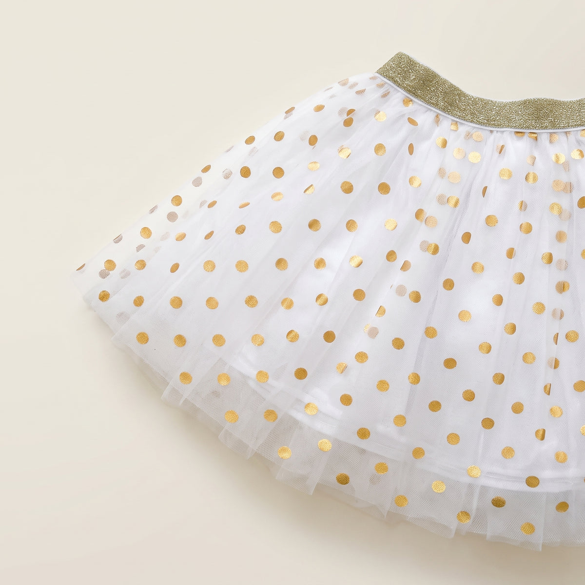 White Tulle Tutu with Gold Dots