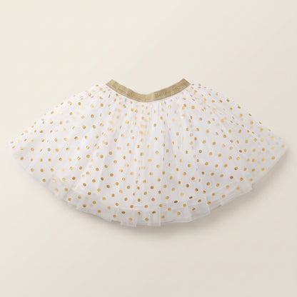 White Tulle Tutu with Gold Dots
