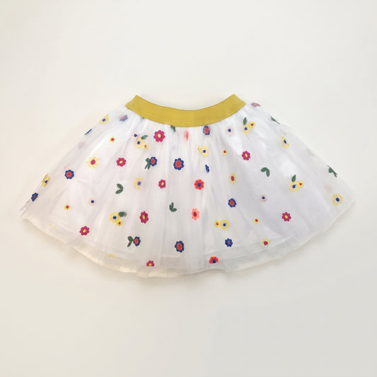 White Tutu with Multi-Colored Flowers