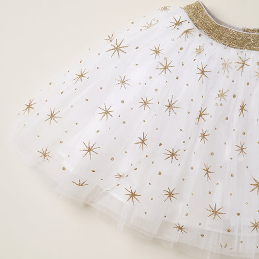 White Tulle Tutu with Gold Stars