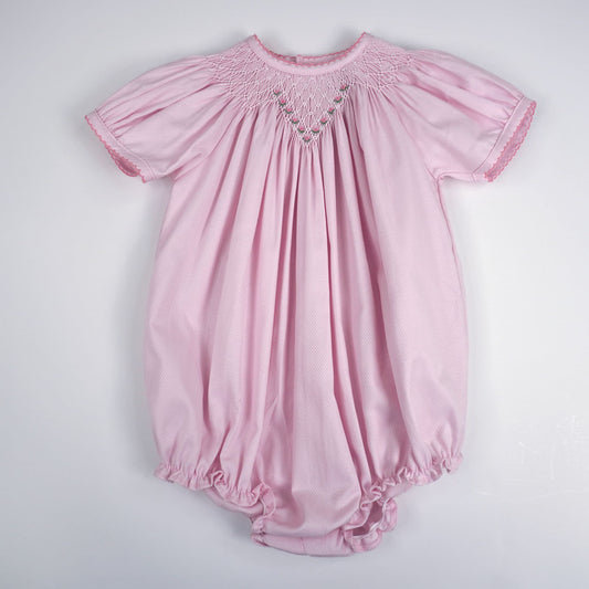 Smocked Bubble Romper - Pink