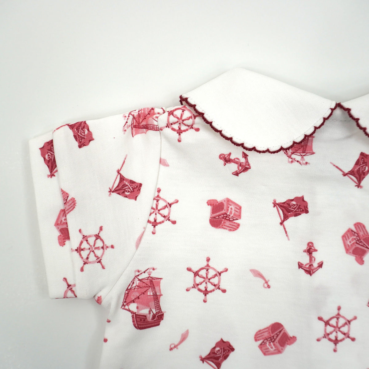Pirate Pima Cotton Baby Romper with Peter Pan Collar