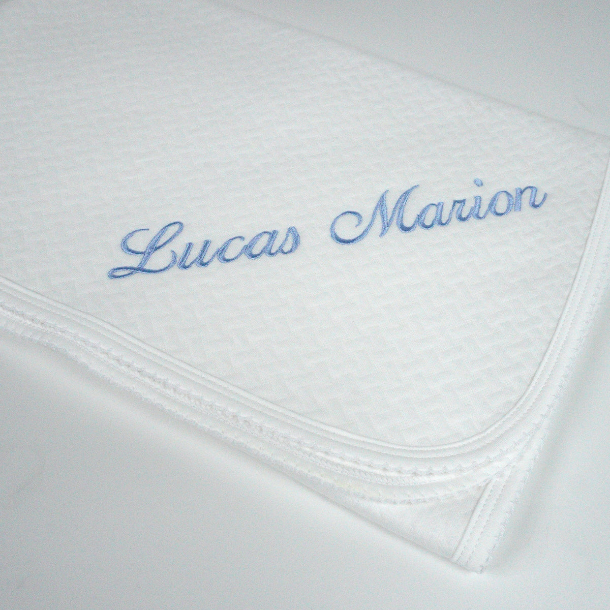 White Pima Jacquard Baby Blanket
