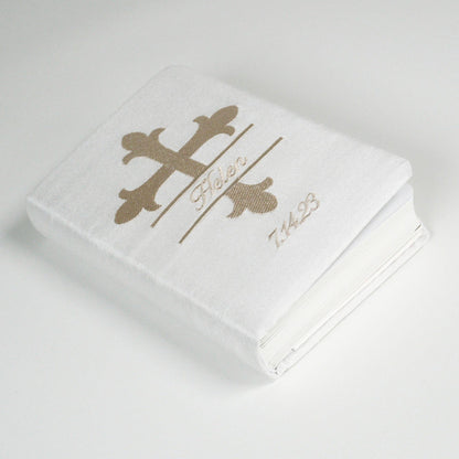 Personalized Baby’s First Bible – Shantung with Split Cross Name Design (Name Included)