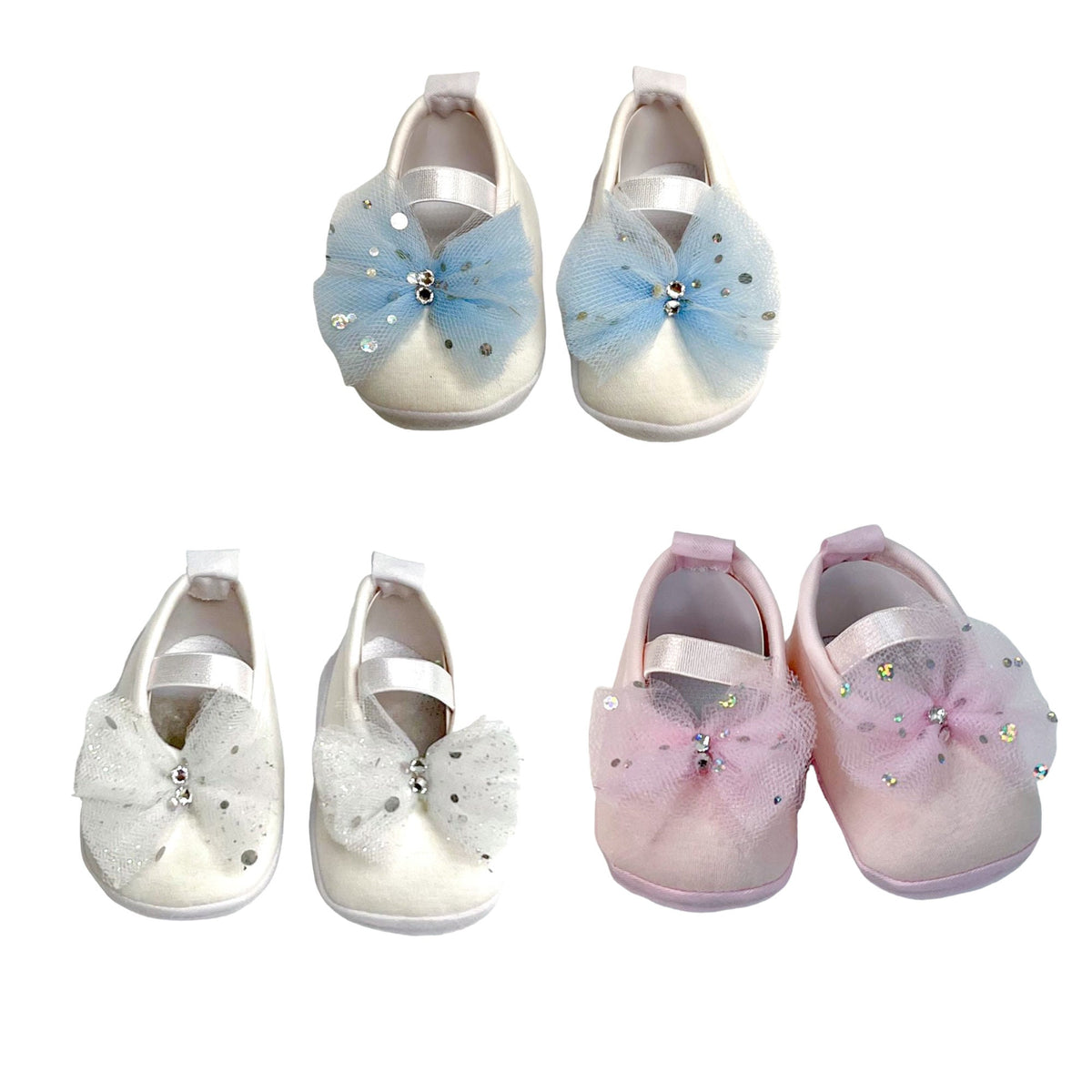 Sparkling Tulle Baby Shoes: Pima Cotton Ballerina Shoe (Size 3)