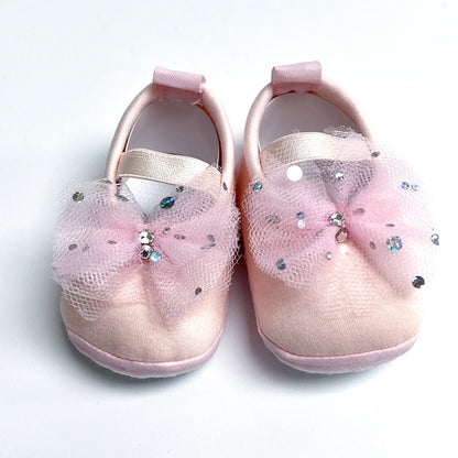 Sparkling Tulle Baby Shoes: Pima Cotton Ballerina Shoe (Size 3)
