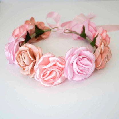 Pink Roses Head Crown - Adjustable