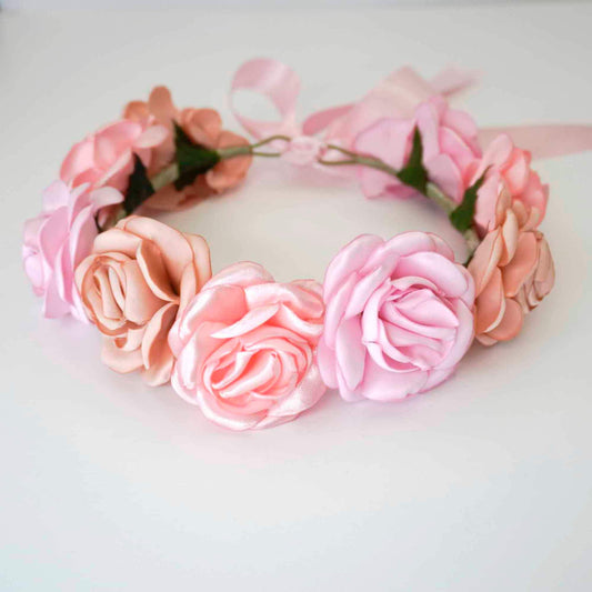 Pink Roses Head Crown - Adjustable