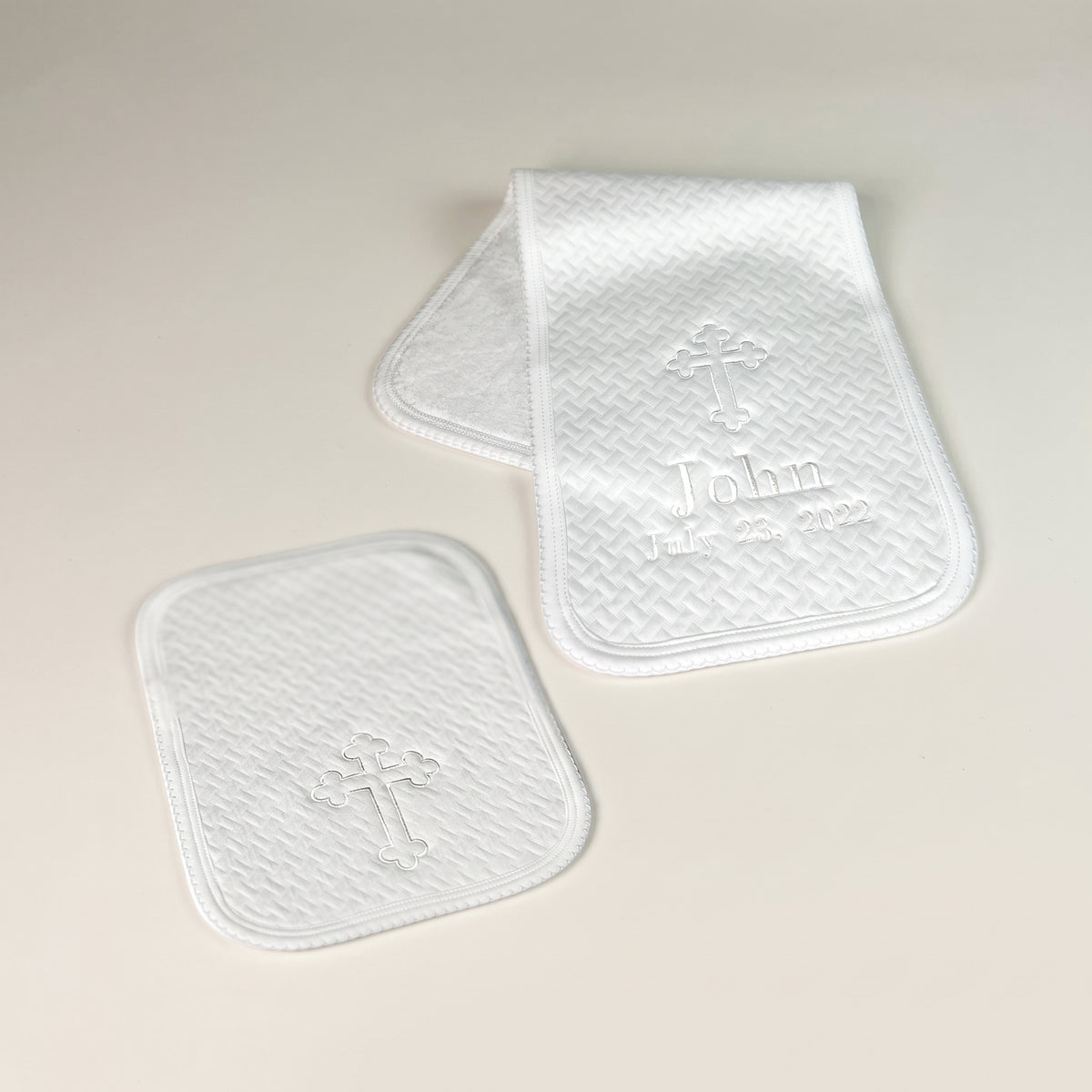 Jacquard Pima Cotton Christening Burp Cloth